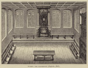 Worms, The Kaisersaal, Sala Cesarska (grawerowanie) autorstwa English School