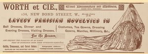 Worth et Cie, 134 New Bond Street, Londyn, reklama autorstwa English School