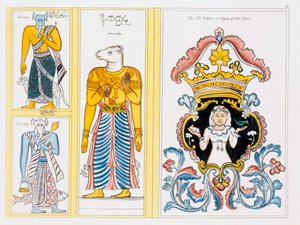 Symbole zodiaku, z Historii i doktryny buddyzmu Edwarda Uphama, 1829 autorstwa English School
