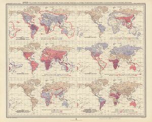 Zoogeografia: Aves, Ralliformes, Opisthocomiformes, Columbiformes, Pteroclidiformes, Hemipodii, Galliformes, Tinamiformes, Apterygiformes, Casuariiformes, Struthioniformes, Rheiformes (color litho) autorstwa English School