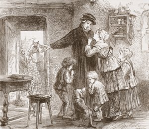 Zwingle odchodzący do wojska, ilustracja z Historii protestantyzmu Jamesa Aitkena Wylie (1808-1890), wyd. 1878 autorstwa English School