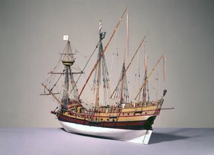 Rigged model portugalskiej karaweli z ok. 1535 (drewno) (patrz także 3236)