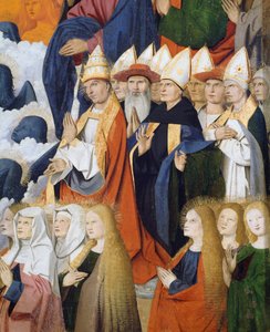 Święci i biskupi, fragment Koronacji Marii Panny autorstwa Enguerrand Quarton