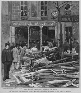 Anarchistyczny terror w Paryżu: zbombardowanie restauracji Very na Boulevard de Magenta w odwecie za aresztowanie Ravachola, 25 kwietnia 1892 (lito)