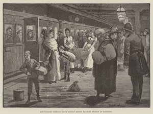 Hop-Pickers startujący z dworca kolejowego London Bridge o północy autorstwa Enoch Ward