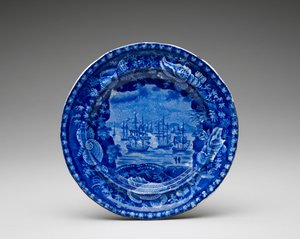 Talerz, ok. 1818-1846 (naczynie gliniane szkliwione ołowiem z nadrukiem transferowym) autorstwa Enoch Wood and Sons