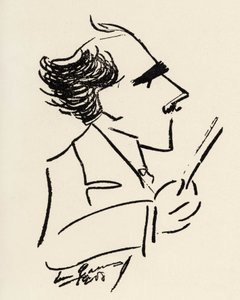 Arturo Toscanini (1867-1957) Włoski dyrygent w karykaturze Enrico Caruso (włoski tenor). autorstwa Enrico Caruso