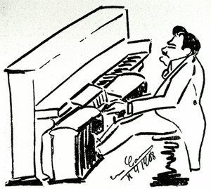 Autokarykatura lirycznego śpiewaka Enrico Caruso w pianoli autorstwa Enrico Caruso