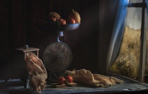 Rustykalna martwa natura z plonami autorstwa Enrico Sottocorna