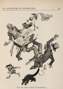 Ilustracja z Przygód Ciuffettino autorstwa Enrico de Conti Novelli
