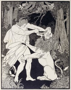 Rysunek przedstawiający Samsona walczącego z lwem (rycina) autorstwa Ephraim Moses Lilien