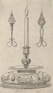 Projekt świecznika z trymerami do knotów świec, 1560-70. autorstwa Erasmus Hornick