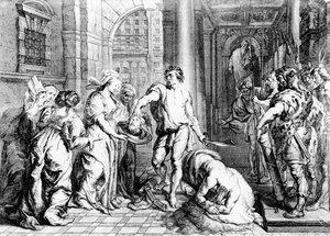 Egzekucja św. Jana Chrzciciela rycina Marcina I van den Endena (fl. 1630-54)