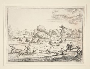 Scena polowania: Near the Kill (według projektu Jacquesa Callota 1592-1635) autorstwa Ercole Bazzicaluva
