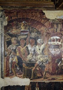 Alegoria września, detal triumfu Wulkana, widok detalu jego kuźni - fresk Ercole de 
