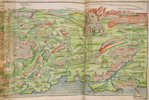 Mapa Jerozolimy z „Pielgrzymki do Ziemi Świętej” Bernharda von Breydenbacha (1440-97)