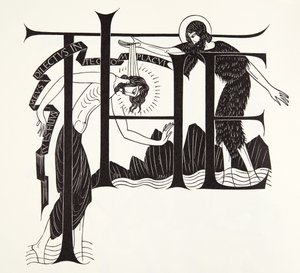 Chrzest Jezusa Jana Chrzciciela z Czterech Ewangelii autorstwa Eric Gill