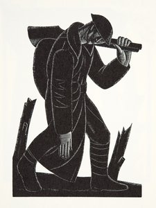 Westward Hoe!, według rysunku Davida Jamesa autorstwa Eric Gill
