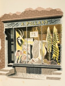 Furrier, ilustracja z „High Street” J.M. Richardsa, wydrukowana przez Curwen Press, wyd. przez Życie na wsi, 1938 autorstwa Eric Ravilious