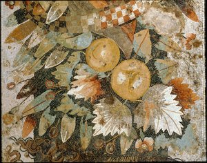 Festoon z maskami, liśćmi i owocami autorstwa Erich Lessing