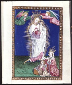 Cała strona: miniatura: Madonna w aureoli, ok. 1464 (tempera na pergaminie) autorstwa Erich Lessing
