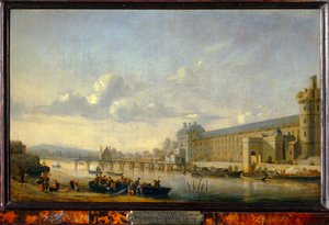 Widok na Sekwanę z południową fasadą Grande Galerie du Louvre autorstwa Erich Lessing