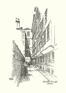 Stary Londyn: Middle Temple Lane (litografia) autorstwa Ernest (after) Coffin