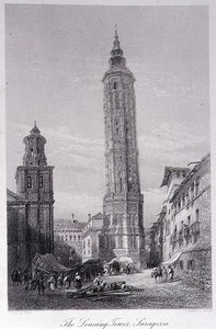 Krzywa Wieża, Saragossa (rycina) autorstwa Ernest (after) George