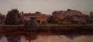 Dom i budynki gospodarcze nad rzeką autorstwa Ernest Arthur Rowe