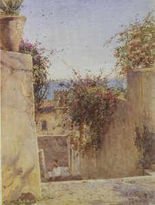 Scena uliczna na Sycylii (akwarela) autorstwa Ernest Arthur Rowe