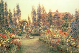 Widok na wiejski dom i ogród autorstwa Ernest Arthur Rowe