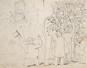 Uroczystość ku czci starego Hugo, karykatura Victora Hugo (1802-1885) z listu do Paula Verlaine