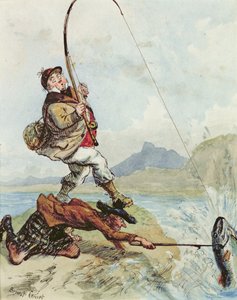 Wakacyjna wycieczka pana Lovejoya na łowienie pstrąga łososiowego w Highlands, z serii ośmiu (patrz także 91103) autorstwa Ernest Henry Griset