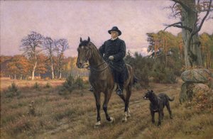 Bismarck na koniu z psem (odbitka olejna) autorstwa Ernest Henseler