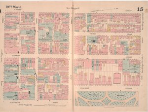 Mapa ubezpieczeniowa miasta Filadelfii; tom 2, płyta 15, 1887 (rycina ręcznie kolorowana)