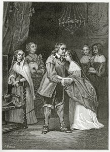 Cromwell i jego córki, XIX w. (rycina bw)