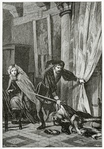 Scena z Hamleta, XIX w. (rycina bw)