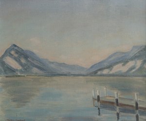 Jezioro Thun (olej na płótnie) autorstwa Ernest Hiram Brülhart