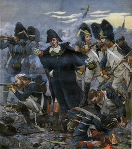 Generał Pierre Cambronne (1770-1842) wraz ze swoimi oddziałami w bitwie pod Waterloo - rycina wg Delahaye, Ernest Jean (1855-1921) -