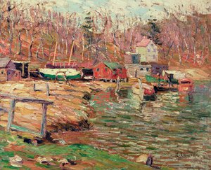 Scena rzeki Harlem (olej na masonit) autorstwa Ernest Lawson