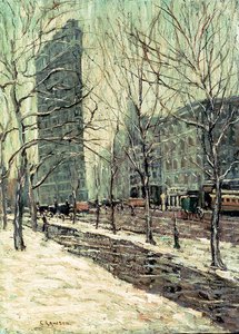 The Flatiron Building, Nowy Jork, c.1903-05 (olej na pokładzie) autorstwa Ernest Lawson