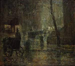 Mokra noc, Gramercy Park (Po deszczu, Nokturn) autorstwa Ernest Lawson