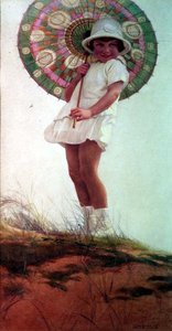 Portret córki artysty z parasolką (akwarela) autorstwa Ernest Longmate