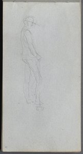 Szkicownik, strona 11: Figura w profilu. autorstwa Jean Louis Ernest Meissonier