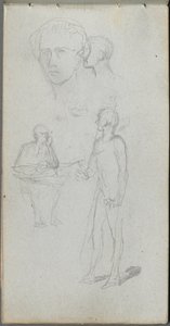 Szkicownik, strona 12: Wiele figur. autorstwa Jean Louis Ernest Meissonier