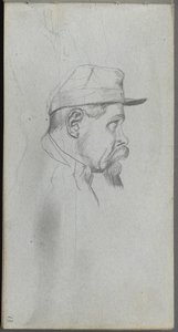 Szkicownik, strona 13: Popiersie mężczyzny z profilu. autorstwa Jean Louis Ernest Meissonier