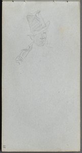 Szkicownik, strona 17: Popiersie mężczyzny w cylindrze. autorstwa Jean Louis Ernest Meissonier