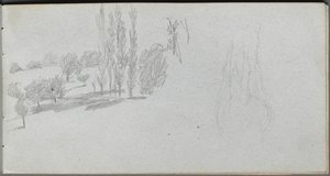 Szkicownik, strona 18: Studium konia i studium krajobrazu. autorstwa Jean Louis Ernest Meissonier