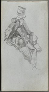 Szkicownik, strona 23: Siedzący żołnierz. autorstwa Jean Louis Ernest Meissonier