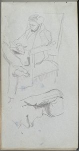 Szkicownik, strona 24: Siedząca postać męska. autorstwa Jean Louis Ernest Meissonier